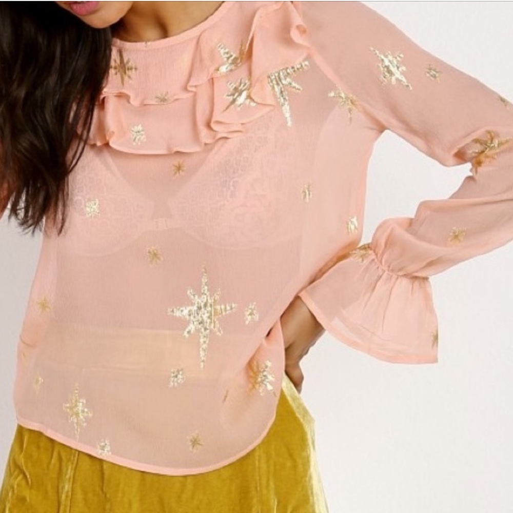 For love and lemons pink gilded blouse size small NWT